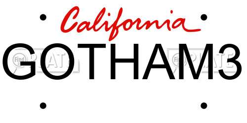 GOTHAM3 California License Plate