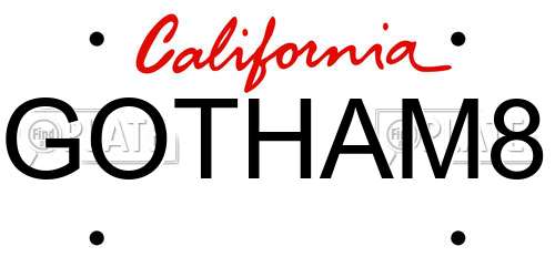GOTHAM8 California License Plate