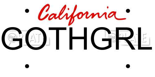 GOTHGRL California License Plate