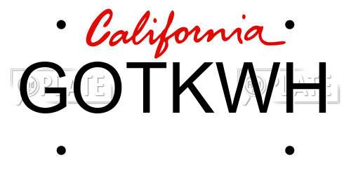 GOTKWH California License Plate