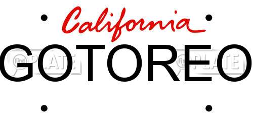 GOTOREO California License Plate