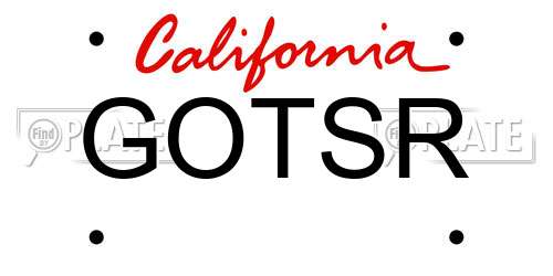 GOTSR California License Plate