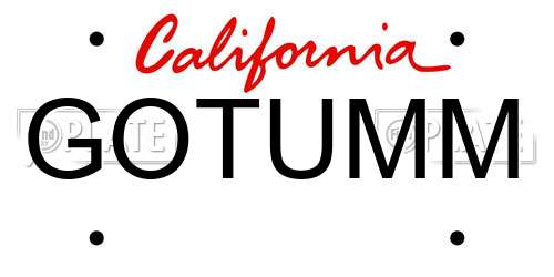 GOTUMM California License Plate