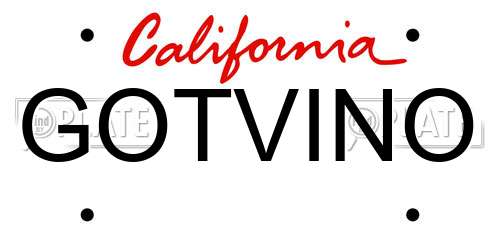 GOTVINO California License Plate