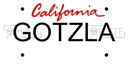 GOTZLA California License Plate