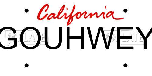 GOUHWEY California License Plate