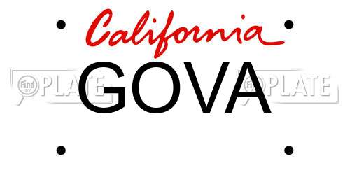 GOVA California License Plate