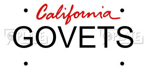 GOVETS California License Plate
