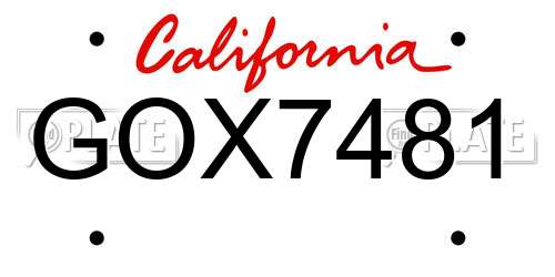 GOX7481 California License Plate