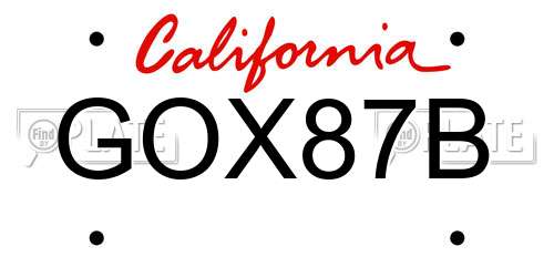 GOX87B California License Plate