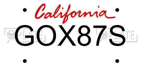 GOX87S California License Plate