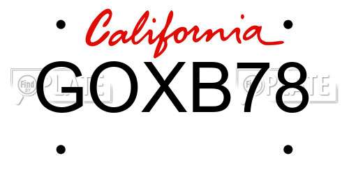 GOXB78 California License Plate