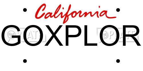 GOXPLOR California License Plate