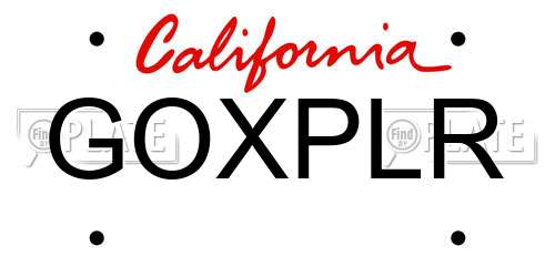 GOXPLR California License Plate
