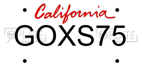 GOXS75 California License Plate