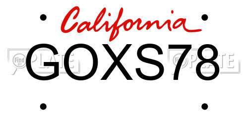 GOXS78 California License Plate
