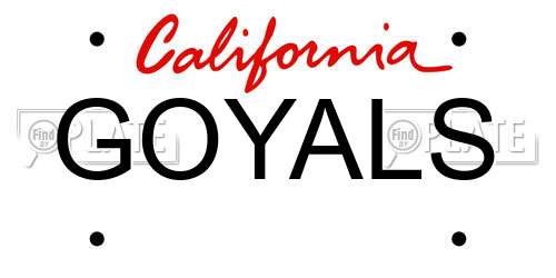 GOYALS California License Plate