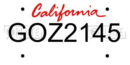 GOZ2145 California License Plate