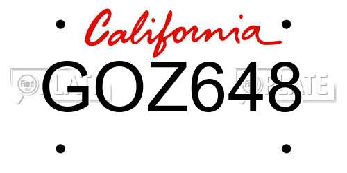 GOZ648 California License Plate