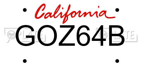 GOZ64B California License Plate