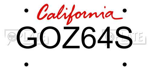 GOZ64S California License Plate