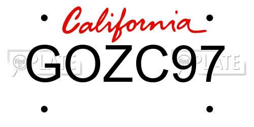 GOZC97 California License Plate