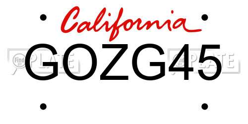 GOZG45 California License Plate