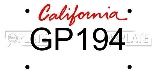 GP194 California License Plate