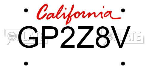 GP2Z8V California License Plate