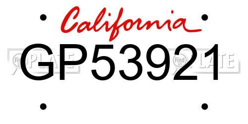 GP53921 California License Plate