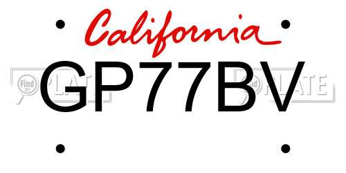 GP77BV California License Plate