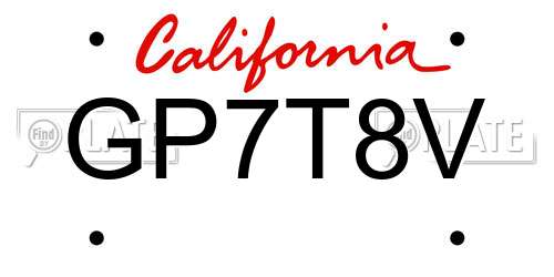 GP7T8V California License Plate