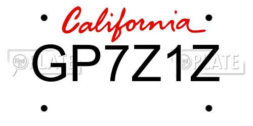GP7Z1Z California License Plate