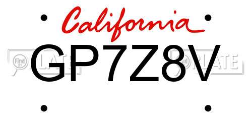 GP7Z8V California License Plate