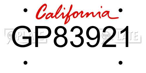 GP83921 California License Plate