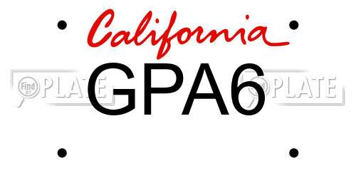 GPA6 California License Plate