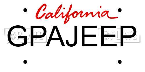GPAJEEP California License Plate
