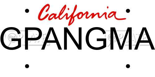 GPANGMA California License Plate
