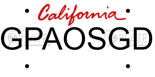 GPAOSGD California License Plate