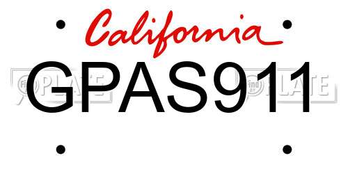GPAS911 California License Plate