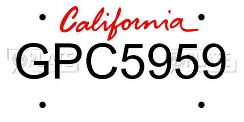 GPC5959 California License Plate
