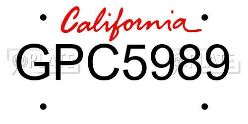 GPC5989 California License Plate