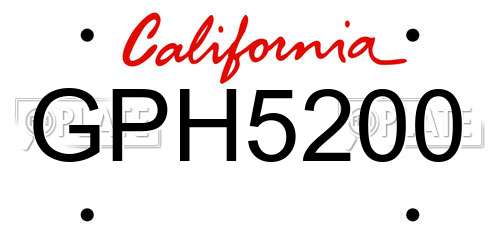 GPH5200 California License Plate