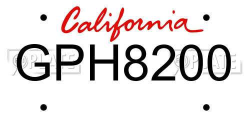 GPH8200 California License Plate