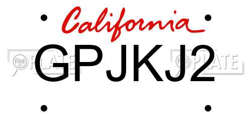 GPJKJ2 California License Plate