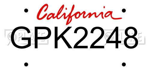 GPK2248 California License Plate
