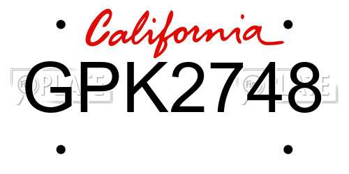 GPK2748 California License Plate