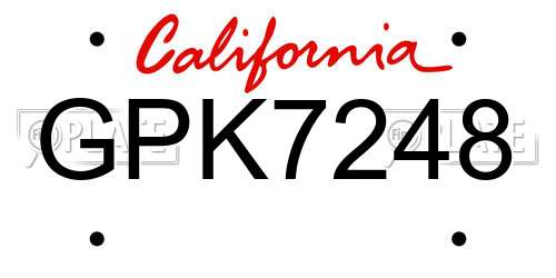 GPK7248 California License Plate
