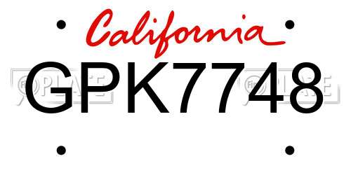 GPK7748 California License Plate