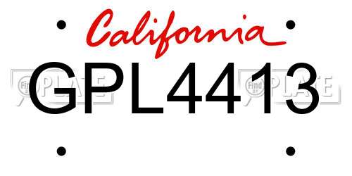 GPL4413 California License Plate